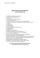 Summary Minor Health Care Management: In search of excellent care