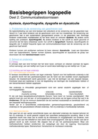 Samenvatting basisbegrippen logopedie 2 - deel dyslexie, dyscalculie, dysorthografie en dysgrafie