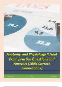 Anatomy and Physiology II Final Exam practice Questions and Answers &lpar;100&percnt; Correct Elaborations&rpar;