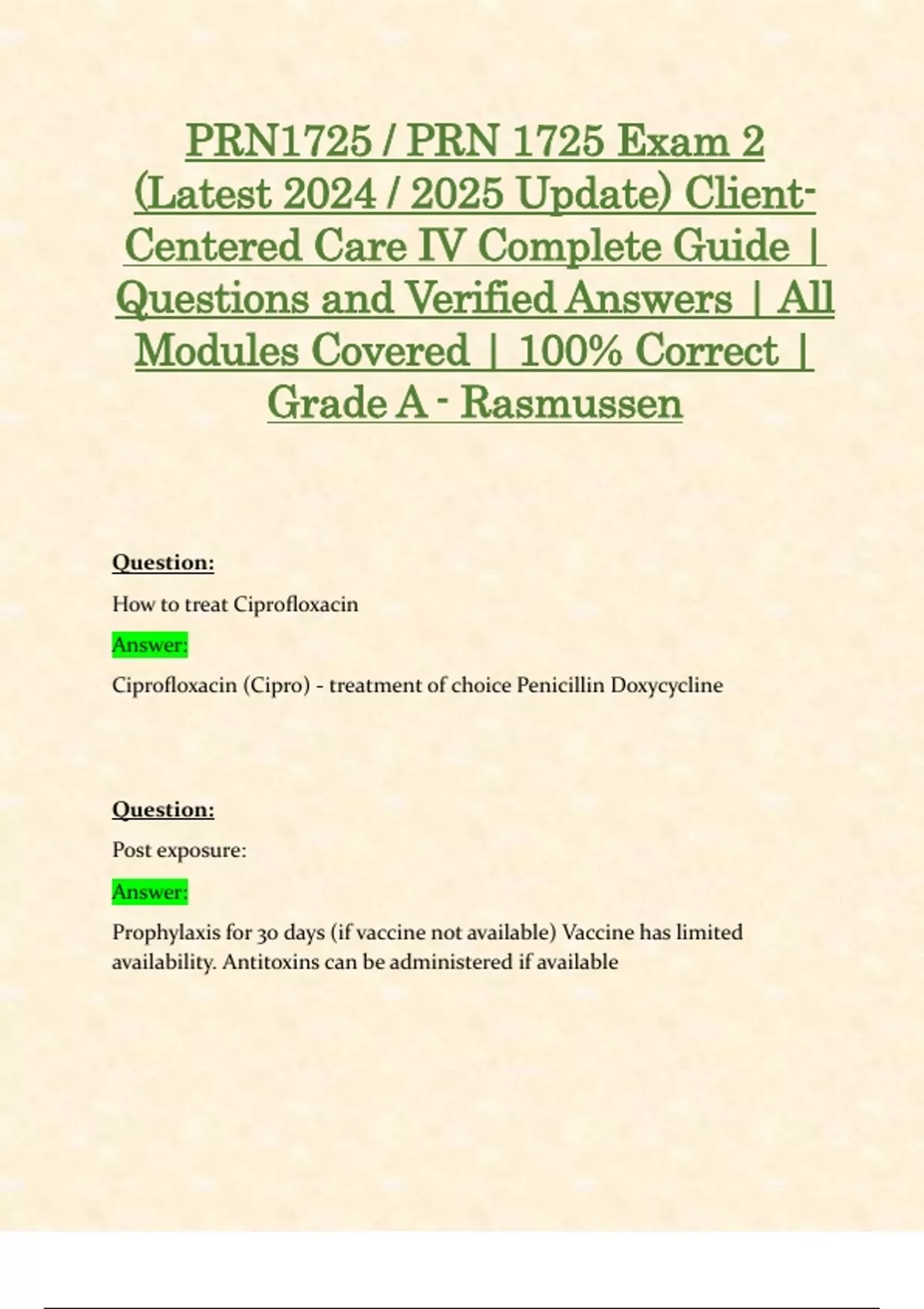 Exam 2 & Final Exams: PRN1725 / PRN 1725 (ALL Latest 2024 / 2025 ...