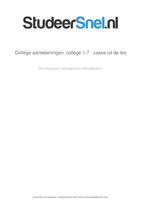 College aantekeningen Strategisch Management case 1 tm 7