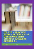 ITE 115 - PRACTICE EXAM - ACCESS CH1-3 QUESTIONS WITH CORRECT ANSWERS SCORED A&plus;