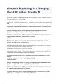 Abnormal Psychology in a Changing World 9th edition&colon; Chapter 12 Test Bank