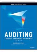AUDITING A PRACTICAL APPROACH WITH DATA ANALYTICS 2ND EDITION BY RAYMOND N JOHNSON&comma; LAURA DAVIS WILEY&comma; ROBYN MORONEY&comma; FIONA CAMPBELL&comma; JANE HAMILTON &lpar;CHAPTER 1&lowbar;16&rpar; SOLUTIONS MANUAL