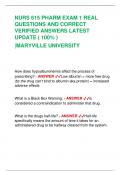 NURS 615 PHARM EXAM 1 REAL  QUESTIONS AND CORRECT  VERIFIED ANSWERS LATEST  UPDATE &lpar; 100&percnt; &rpar; &vert;MARYVILLE UNIVERSITY