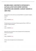 BSC2085-EXAM 1 ANATOMY & PHYSIOLOGY 1 &lpar;ACTUAL&rpar; LATEST 2024 WITH EXPERT CERTIFIED QUESTIONS AND ANSWERS I ALREADY GRADED A&plus; 100&percnt; PASS 