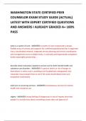 WASHINGTON STATE CERTIFIED PEER COUNSELOR EXAM STUDY GUIDE &lpar;ACTUAL&rpar; LATEST 2024 WITH EXPERT CERTIFIED QUESTIONS AND ANSWERS I ALREADY GRADED A&plus; 100&percnt; PASS 