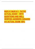 NUR 611NUR 611 PATHO  ACTUAL EXAM 1 WITH  QUESTIONS AND WELL  VERIFIED ANSWERS &lbrack;GRADED  A&plus;&rsqb; ACTUAL EXAM 100&percnt;
