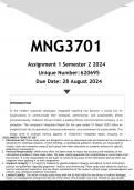 MNG3701 Assignment 1 &lpar;ANSWERS&rpar; Semester 2 2024 - DISTINCTION GUARANTEED&period; 
