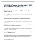 CRRN Test Review Questions with 100&percnt; Correct Answers 2024&sol;2025