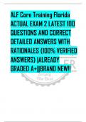 ALF Core Training Florida ACTUAL EXAM 2 LATEST 100  QUESTIONS AND CORRECT  DETAILED ANSWERS WITH  RATIONALES &lpar;100&percnt; VERIFIED  ANSWERS&rpar; &vert;ALREADY  GRADED A&plus;&vert;&vert;BRAND NEW&excl;&excl;