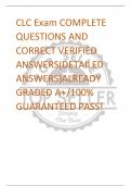 CLC Exam COMPLETE  QUESTIONS AND  CORRECT VERIFIED  ANSWERS&lpar;DETAILED  ANSWERS&rpar;ALREADY  GRADED A&plus;&sol;100&percnt;  GUARANTEED PASS&excl;