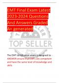 EMT Final Exam Latest  2023-2024 Questions  And Answers Graded  A&plus; generated