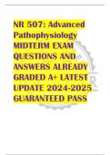 NR 507&colon; Advanced  Pathophysiology  MIDTERM EXAM  QUESTIONS AND  ANSWERS ALREADY  GRADED A&plus; LATEST  UPDATE 2024-2025  GUARANTEED PASS