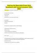 Hearing Aid Specialist Exam Quiz Questions with correct answers 100&percnt; 2024