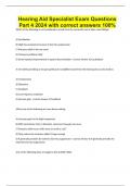 Hearing Aid Specialist Exam Questions Part 4 2024 with correct answers 100&percnt;