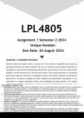 LPL4805 Assignment 1 &lpar;ANSWERS&rpar; Semester 2 2024 - DISTINCTION GUARANTEED