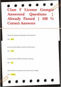 Georgia Class F drivers license Answered Questions Pack  &vert; Already Passed &vert; 100 &percnt; Correct Answers