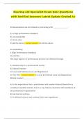 Hearing Aid Specialist Exam Quiz Questions with Verified Answers Latest Update Graded A&plus;