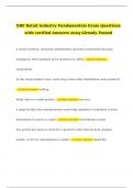 NRF Retail Industry Fundamentals Exam Questions with verified Answers 2024 Already Passed