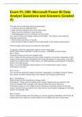 Exam PL-300&colon; Microsoft Power BI Data Analyst Questions and Answers &lpar;Graded A&rpar;