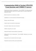 Communication Skills In Nursing UPDATED  Exam Questions and CORRECT Answers
