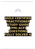 Agile Certified Practitioner Study Guide &lpar;PMI-ACP&rpar; questions fully solved & verified for accuracy&period;