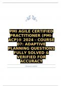 PMI Agile Certified Practitioner &lpar;PMI-ACP&rpar;&reg; 2024 - Course 07&colon; Adaptive Planning questions fully solved & verified for accuracy