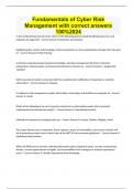 Fundamentals of Cyber Risk Management with correct answers 100&percnt;2024