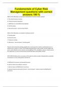 Fundamentals of Cyber Risk Management questions with correct answers 100 &percnt;