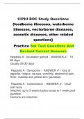 CIPHI BOC Study Questions  &lbrace;foodborne illnesses&comma; waterborne  illnesses&comma; vectorborne diseases&comma;  zoonotic diseases&comma; other related  questions&rcub; Practice Set Test Questions And  Revised Correct Answers