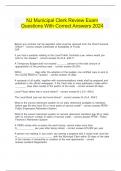  NJ Municipal Clerk Review Exam Questions With Correct Answers 2024