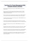 Test Exam For Project Management With  Complete Solution &lpar;Verified&rpar;