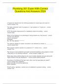 Plumbing 301 Exam With Correct Questions And Answers 2024
