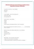 ONS Chemotherapy Immunotherapy Certificate Exam Questions & Answers 2024&sol;2025