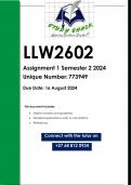 LLW2602 Assignment 1 &lpar;QUALITY ANSWERS&rpar; Semester 2 2024