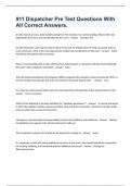 911 Dispatcher Pre Test Questions With All Correct Answers&period;