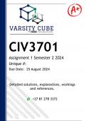 CIV3701 Assignment 1 &lpar;DETAILED ANSWERS&rpar; Semester 2 2024 - DISTINCTION GUARANTEED