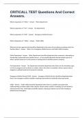 CRITICALL TEST Questions And Correct Answers&period;