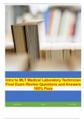 Intro to MLT Medical Laboratory Technician Final Exam Review Questions and Answers 100&percnt; Pass