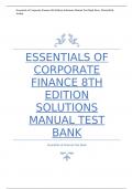Essentials of Corporate Finance 8th Edition Solutions Manual  AND Test  Bank Ross&comma; Westerfield&comma; Jordan 