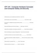 CPT 101 - Computer Hardware Concepts and Computer Safety and Security Exam Questions and Answers