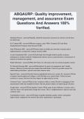ABQAURP&colon; Quality improvement&comma; management&comma; and assurance Exam Questions And Answers 100&percnt; Verified&period;