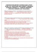 CANADIAN SECURITIES COURSE EXAM LATEST EXAM &vert; ALL QUESTIONS AND CORRECT ANSWERS &lpar;ALREADY GRADED A&plus;&rpar; &vert; VERIFIED ANSWERS &vert; UPDATED VERSION &lpar;JUST RELEASED&rpar;