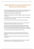 Biology 186 LAB final exam with Questions and 100&percnt; Correct Verified Solutions
