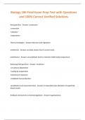 Biology 186 Final Exam Prep Test with Questions and 100&percnt; Correct Verified Solutions