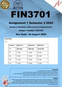 FIN3701 Assignment 1 &lpar;COMPLETE ANSWERS&rpar; Semester 2 2024 &lpar;232195&rpar; - DUE 20 August 2024