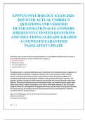 EPPP I&sol;O PSYCHOLOGY EXAM 2024- 2025 WITH ACTUAL CORRECT  QUESTIONS AND VERIFIED  DETAILED RATIONALES ANSWERS  &vert;FREQUENTLY TESTED QUESTIONS  AND SOLUTIONS &vert;ALREADY GRADED  A&plus;&vert;NEWEST&vert;GUARANTEED  PASS&vert;LATEST UPDATE