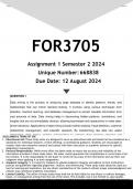FOR3705 Assignment 1 &lpar;ANSWERS&rpar; Semester 2 2024 - DISTINCTION GUARANTEED