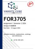 FOR3705 Assignment 1 &lpar;DETAILED ANSWERS&rpar; Semester 2 2024 - DISTINCTION GUARANTEED